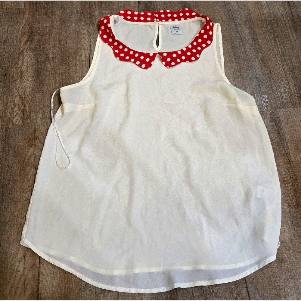 LC Lauren Conrad Disney Collection Womens White/Red Polka Dot Blouse Size M
